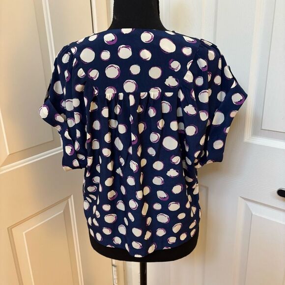 Very J blouse Navy, White Purple Small - Picture 2 of 5